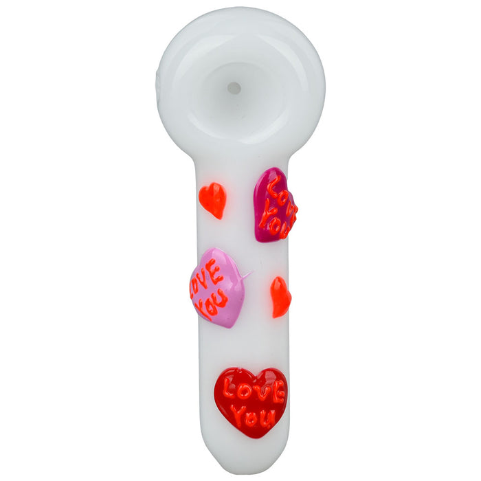 Valentine's Hearts Glow In The Dark Glass Spoon Pipe | 5"