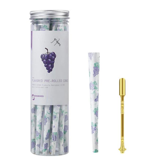 Ornate Ocean Flavored Pre Rolled Cones 50 Pack (GRAPE)