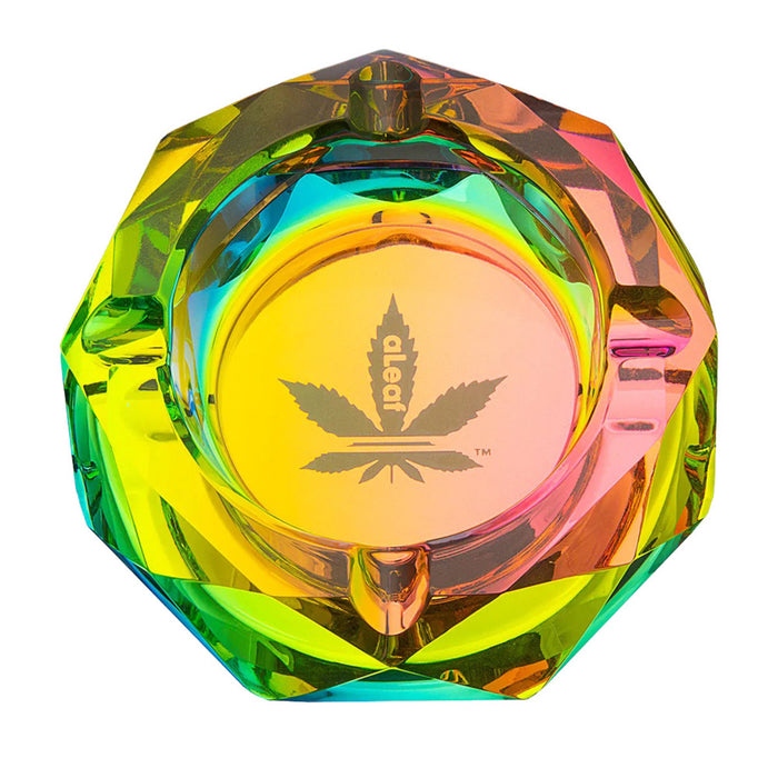aLeaf Diamond Shaped Glass Ashtray | 3.75" | Rainbow