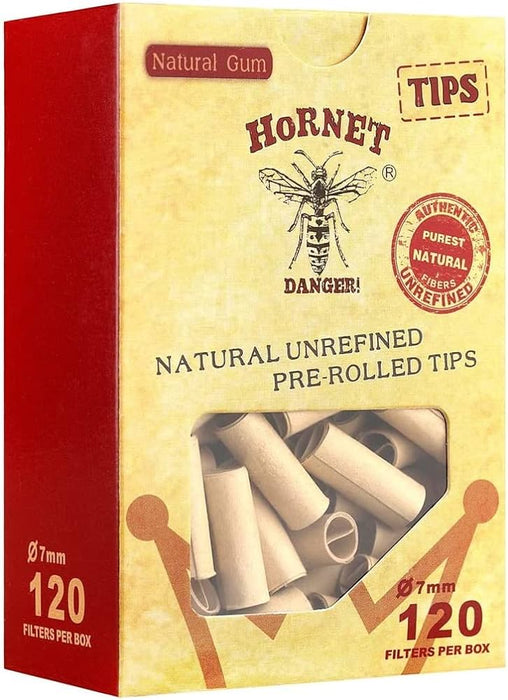 HORNET Natural Unrefined Pre Rolled Tips (120 Tips)
