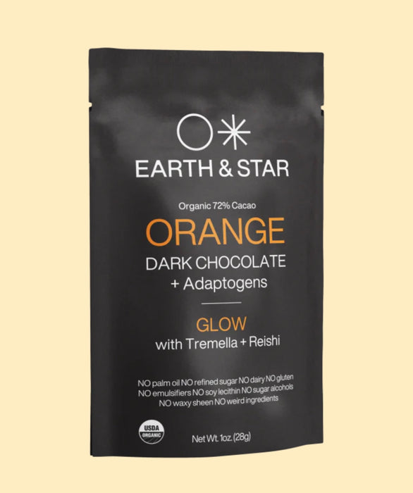 EARTH AND STAR Orange Chocolate Bar - Dark Chocolate + functional mushroom extracts