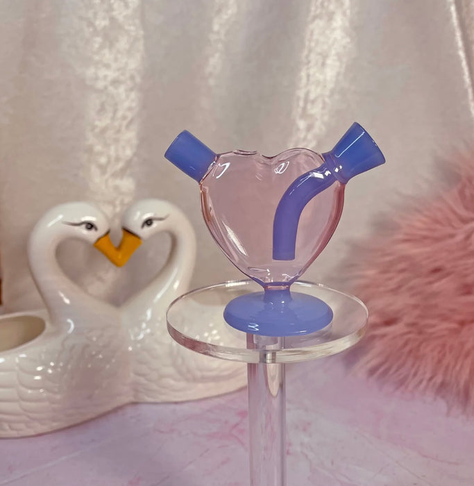 BURNING LOVE Mini Heart Bubbler- pink and purple