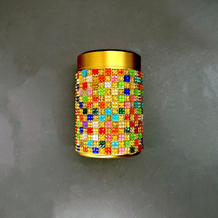 HAUS OF TOPPER OBJECTS Harlequin Crystal Gold Stash Canister