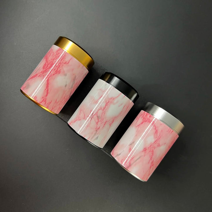 Haus of Topper Objects Pink Marble Stash CANISTER SILVER