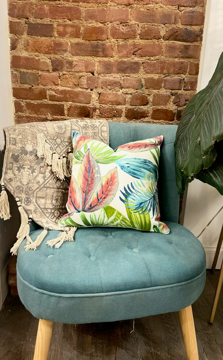 Soleil Bris Hand Painted Tropical Leaf Printed Pillow 18"x18"