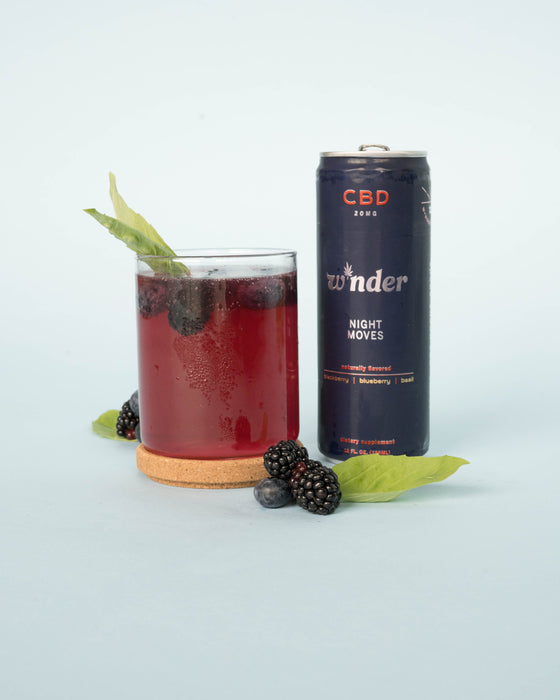 W*nder - Sparkling CBD Night Moves CBD - BOOST ENERGY AND FOCUS  Blackberry, Blueberry & Basil