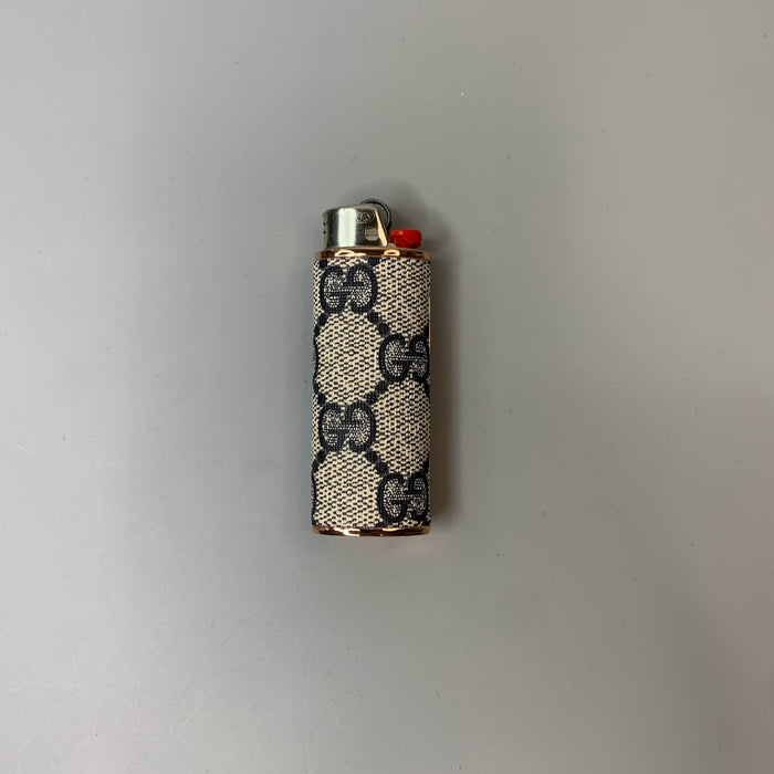 Haus of Topper Objects Recycled Vintage Gucci wrapped Lighter Cover Comes with lighter BLUE with Rose Gold