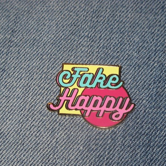 Happy Buds "Fake Happy Retro" Enamel Pin