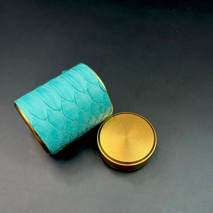 Haus of Topper Objects Tiffany Blue Python/Gold Stash Canister