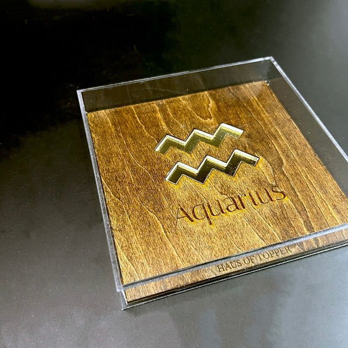 Haus of Topper Objects Aquarius Wood & Gold Mirrored Acrylic Rolling Tray