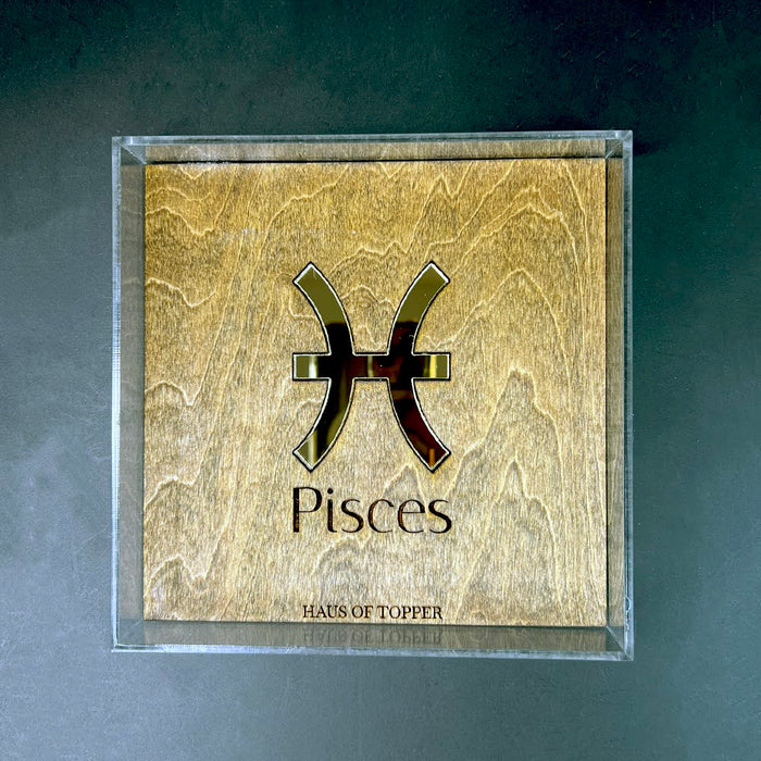 Haus of Topper Objects Pisces Wood & Gold Mirrored Acrylic Rolling Tray