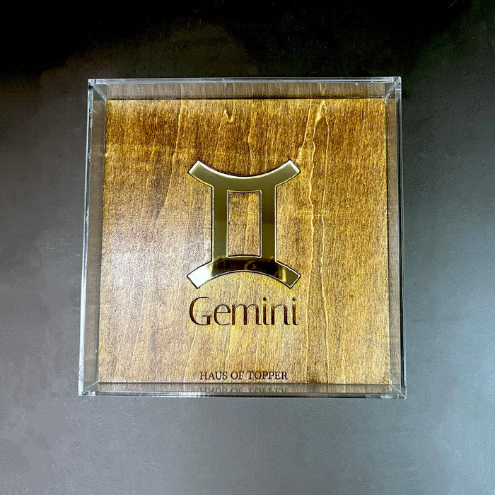 Haus of Topper Objects Gemini Wood & Gold Mirrored Acrylic Rolling Tray