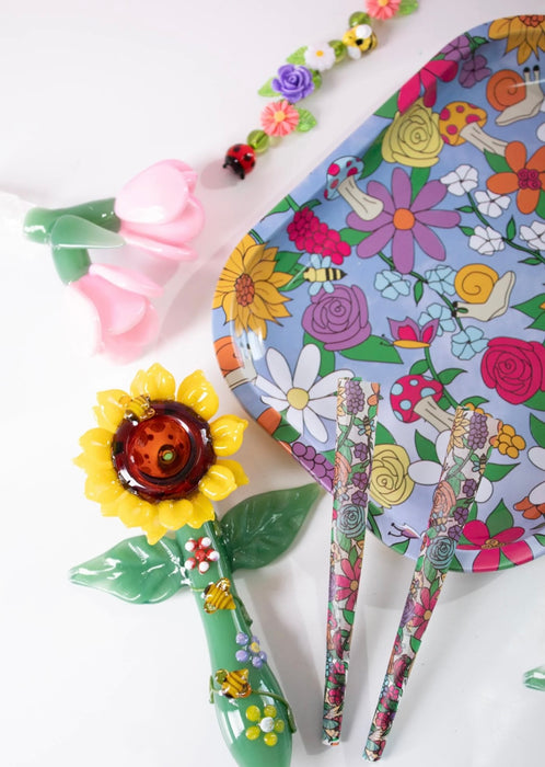 CANNA STYLE FLORAL CRITTER ROLLING TRAY