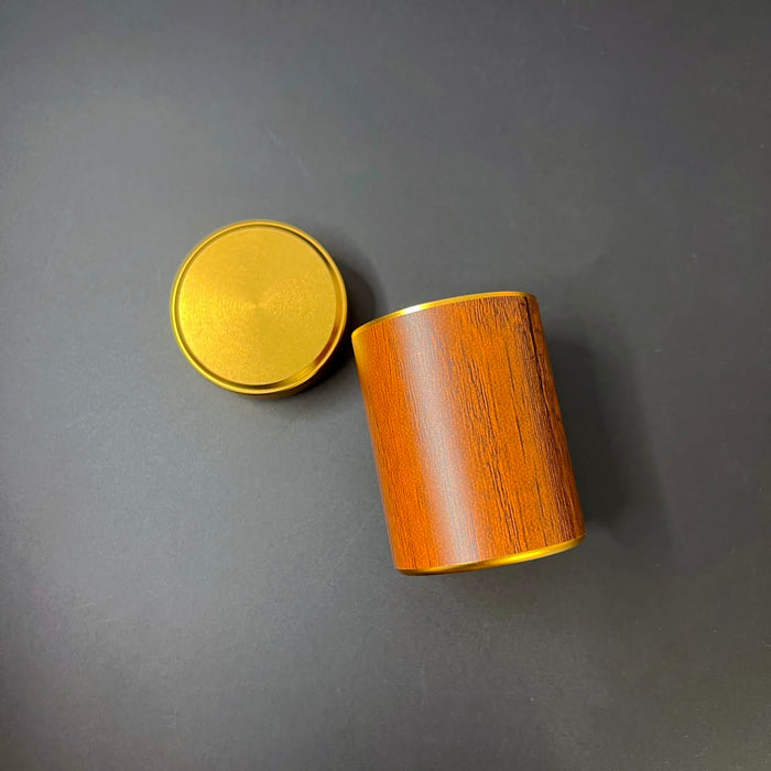 Haus of Topper Objects Natural Wood Stash CANISTER GOLD