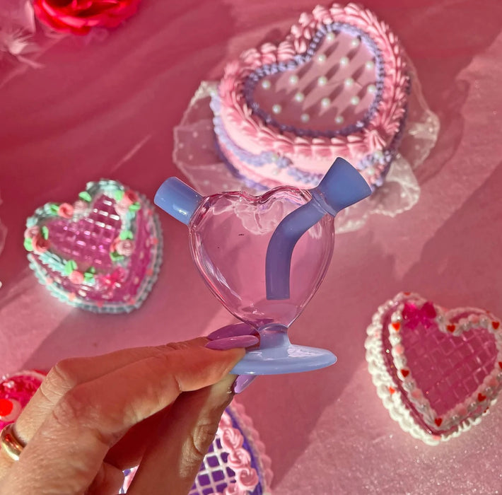 BURNING LOVE Mini Heart Bubbler- pink and purple