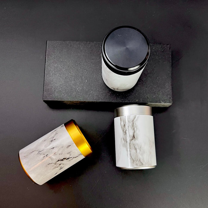 Haus of Topper Objects BLACK & WHITE Marble Stash CANISTER SILVER